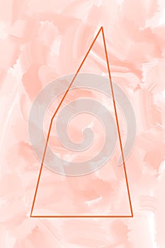 Broken triangle shape on delicate peach orange watercolor gouache paint brush strokes abstract background