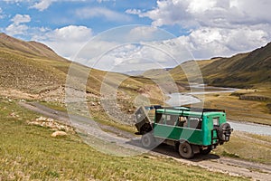 Broken truck on the mountain road