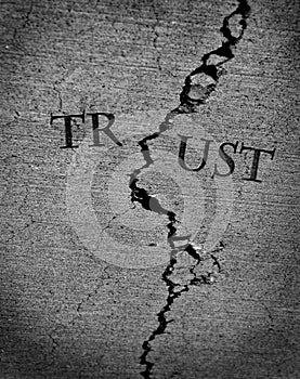 Broken Trust Represented by Cracked Cement