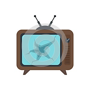 Broken tv set icon flat isolated vector