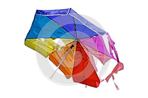Broken umbrella isolated on white background. Clipping path