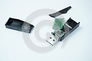 Broken USB isolated on white background