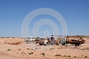 Broken vehicles in Coober Pedy, Australia