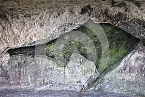 Broken wall in a cave with interesting shape