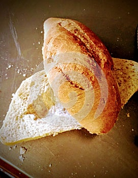 Broken white bread photo