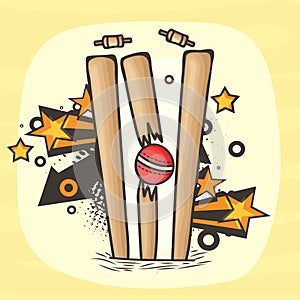 Broken Wicket Stumps for Cricket Sports concept.