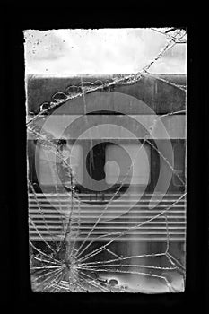 Broken train window