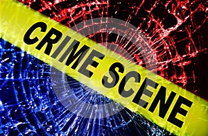 Broken window crime scene