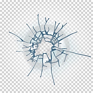 Broken window glass. Realistic daylight design vector illustration.