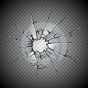 Broken window glass. Realistic daylight design vector illustration.