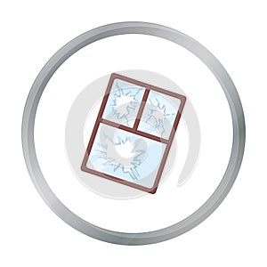 Broken window icon in cartoon style isolated on white background. Trash and garbage symbol stock vector illustration.