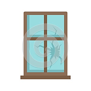 Broken window icon flat isolated vector