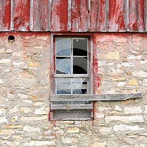 Broken Window on Old Vintage Barn