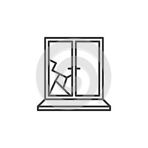 Broken window vector simple icon in thin line style