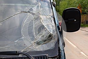 Broken  windshield in car accident