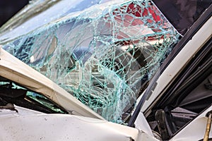 Broken windshield in car accident