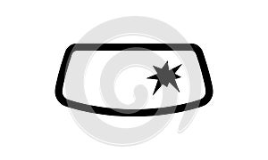 Broken windshield icon in black. Car service, repair, car detail. Vector on isolated white background. EPS 10