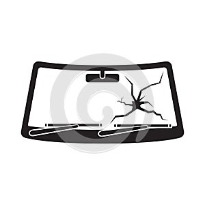 Broken windshield icon isolated on white background