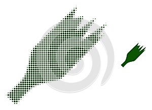 Broken Wine Bottle Halftone Dotted Icon