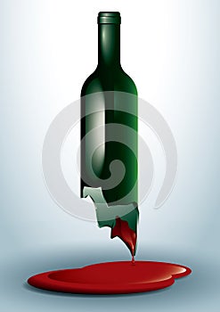 broken wine bottle. Vector illustration decorative design