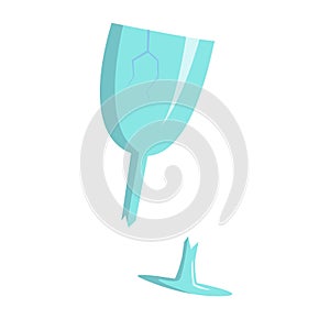 Broken wine glass vector.