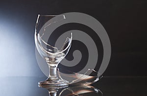 Broken Wineglass On Dark