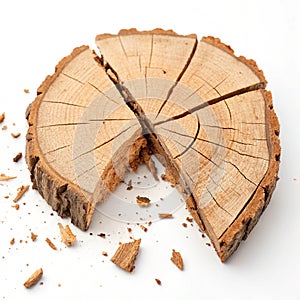 Broken wood isolated on white background