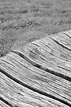 Broken wooden bench detail