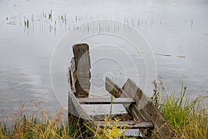 Broken wooden boat