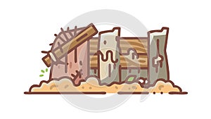 Broken Wooden Structure Decay, vector design Generative AI