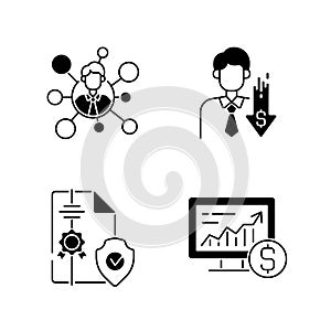 Brokerage service black linear icons set