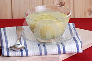 Brokkoli cream soup in a bowl photo