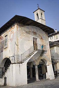 Broletto: old building in orta san giulio photo