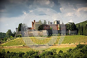 Castles and vineyards of Tuscany, Chianti wine region of Italy