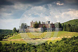 Castles and vineyards of Tuscany, Chianti wine region of Italy