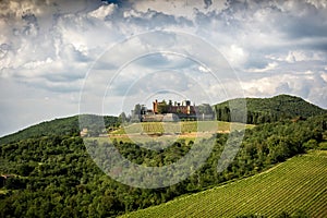 Castles and vineyards of Tuscany, Chianti wine region of Italy