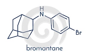 Bromantane asthenia drug molecule. Also used in sports doping. Skeletal formula.