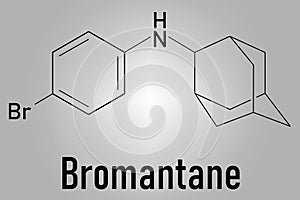 Bromantane asthenia drug molecule. Also used in sports doping. Skeletal formula.