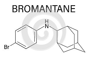 Bromantane asthenia drug molecule. Also used in sports doping. Skeletal formula.