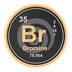 Bromine Br chemical element. 3D rendering