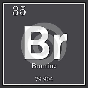 Bromine chemical element, dark square symbol