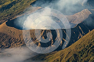 Bromo active volcano mountain crater in a morning, East Java, In