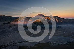 Bromo active volcano mountain landscape at sunrise, East Java, I