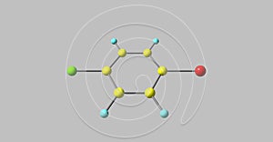 1-Bromo-4-chlorobenzene molecular structure isolated on grey photo