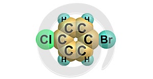 1-Bromo-4-chlorobenzene molecular structure isolated on white photo