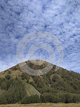 Bromo Mountain with blue sky