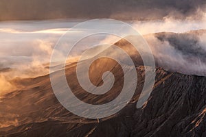 Bromo volcano infernal landscape.