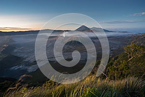 Bromo volcano mountain landscape in a morning sunrise, East Java