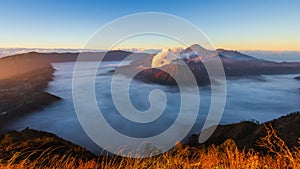 Bromo Volcano Sunrise Landmark Nature Travel Place Of Indonesia 4K Time Lapse