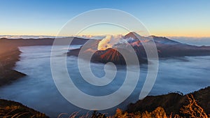 Bromo Volcano Sunrise Landmark Nature Travel Place Of Indonesia 4K Time Lapse